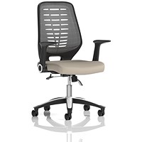Relay Silver Mesh Back Task Operator Chair, Folding Arms, Quest Salt