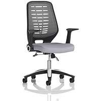 Relay Silver Mesh Back Task Operator Chair, Folding Arms, Quest Shell
