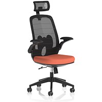 Sigma Executive Mesh Back Chair With Headrest, Folding Arms, Quest Crab