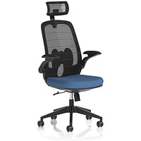 Sigma Executive Mesh Back Chair With Headrest, Folding Arms, Quest Limpet