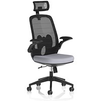 Sigma Executive Mesh Back Chair With Headrest, Folding Arms, Quest Shell