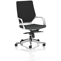 Xenon Executive Medium Black Back Chair, Fixed Height Arms, Quest Mussel
