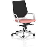 Xenon Executive Medium Black Back Chair, Fixed Height Arms, Quest Shrimp