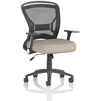 Zeus Mesh Back Task Operator Chair, Folding Arms, Quest Salt