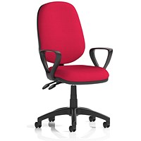 Luna II Lever Task Operator Chair, With Fixed Height Arms, Bergamot Cherry
