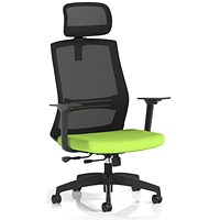 Ventra Mesh Back Task Operator Chair With Headrest, Height Adjustable Arms, Myrrh Green