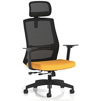 Ventra Mesh Back Task Operator Chair With Headrest, Height Adjustable Arms, Senna Yellow