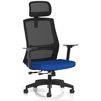 Ventra Mesh Back Task Operator Chair With Headrest, Height Adjustable Arms, Stevia Blue