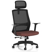 Ventra Mesh Back Task Operator Chair With Headrest, Height Adjustable Arms, Rivet Forge