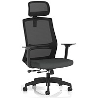 Ventra Mesh Back Task Operator Chair With Headrest, Height Adjustable Arms, Quest Mussel