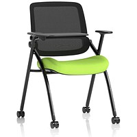 Capra Mesh Back Folding Training Chair With Writing Table, Myrrh Green