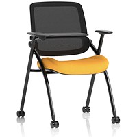 Capra Mesh Back Folding Training Chair With Writing Table, Senna Yellow