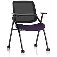 Capra Mesh Back Folding Training Chair With Writing Table, Tansy Purple
