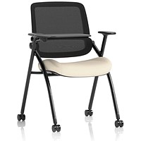 Capra Mesh Back Folding Training Chair With Writing Table, Quest Salt