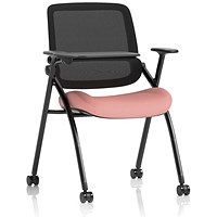 Capra Mesh Back Folding Training Chair With Writing Table, Quest Shrimp