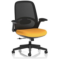 Crew 2 Task Operator Mesh Back Chair, Folding Arms, Senna Yellow