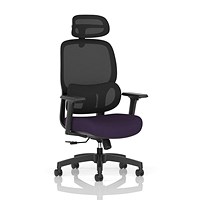 Rowan Mesh Back Chair With Headrest, Height Adjustable Arms, Tansy Purple