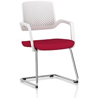 Cosmo Cantilever Chair, White Frame, Bergamot Cherry