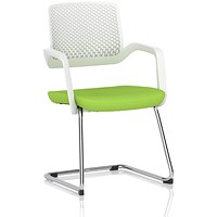 Cosmo Cantilever Chair, White Frame, Myrrh Green