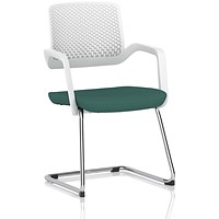 Cosmo Cantilever Chair White Frame Bespoke Colour Seat Quest Kelp