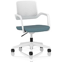 Cosmo Task Operator Chair White Frame Bespoke Colour Seat Rivet Quench