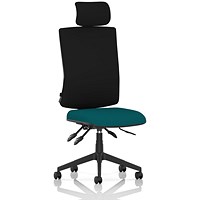 Orlena High Black Back Task Operator Chair, Headrest, Maringa Teal