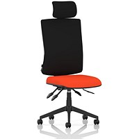 Orlena High Black Back Task Operator Chair, Headrest, Tabasco Orange