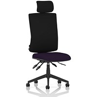 Orlena High Black Back Task Operator Chair, Headrest, Tansy Purple