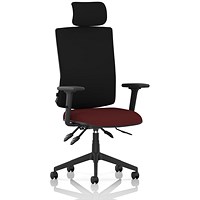 Orlena High Black Back Task Operator Chair, Headrest, Height Adjustable Arms, Ginseng Chilli