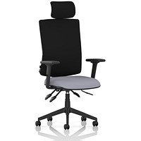 Orlena High Black Back Task Operator Chair, Headrest, Height Adjustable Arms, Quest Shell