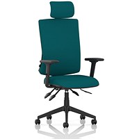 Orlena High Back Task Operator Chair, Headrest, Height Adjustable Arms, Maringa Teal