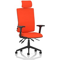 Orlena High Back Task Operator Chair, Headrest, Height Adjustable Arms, Tabasco Orange