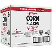 Kellogg's Corn Flakes Bag, 500g, Pack of 4 Kellogg's Corn Flakes Bag, 500g, Pack of 4