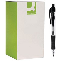 Q-Connect Retractable Ballpoint Pen, Black, Pack of 10