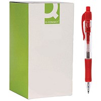 Q-Connect Retractable Ballpoint Pen, Red, Pack of 10