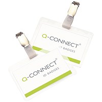 Q-Connect Hot-Laminating ID Badge, Clip, 98x67mm, Pack of 25