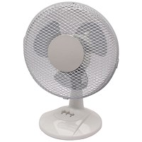 Q-Connect 9 Inch/229mm Desk Fan 2 Speed White