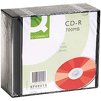 Q-Connect CD-R Writable Blank CD, Cased, 700mb/80min Capacity, Pack of 10