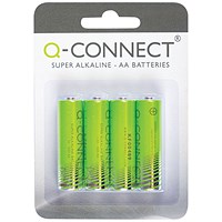 Q-Connect AA Alkaline Batteries, Pack of 4