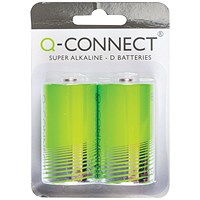 Q-Connect D Alkaline Batteries, Pack of 2