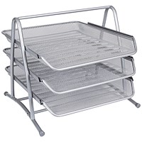 Q-Connect 3-Tier Mesh Letter Tray, Silver