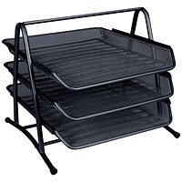 Q-Connect 3-Tier Mesh Letter Tray, Black