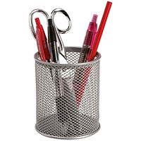 Q-Connect Mesh Pen Pot, Silver