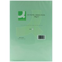Q-Connect Coloured Paper - Pastel Green, A4, 80gsm, Ream (500 Sheets)