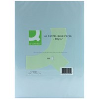 Q-Connect Coloured Paper - Pastel Blue, A4, 80gsm, Ream (500 Sheets)