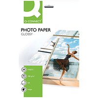 Q-Connect A4 Photo Paper, Glossy, 180gsm, Pack of 20