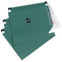 Q-Connect Lateral Files with Tabs & Inserts, 275mm Width, Green, Pack of 25
