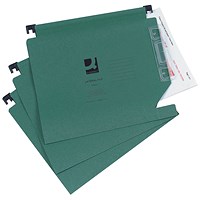 Q-Connect Manilla Lateral Suspension Files, 275mm Width, 15mm V Base, Green, Pack of 25 Q-Connect Manilla Lateral Suspension Files, 275mm Width, 15mm V Base, Green, Pack of 25