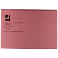 Q-Connect Square Cut Folders, 250gsm, Foolscap, Pink, Pack of 100