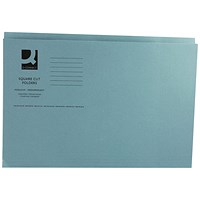 Q-Connect Square Cut Folders, 250gsm, Foolscap, Blue, Pack of 100